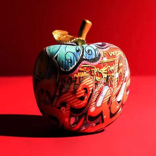 Détail de Fenteer Sculpture Résine Apple, Décor Créatif Coloré