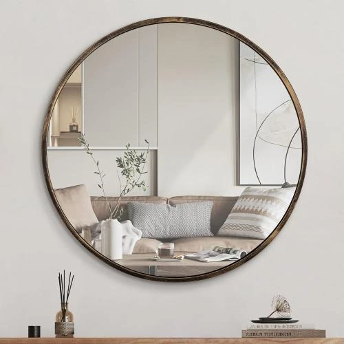 Miroir mural rond bronze, moderne, décoratif intérieur - Vue principale