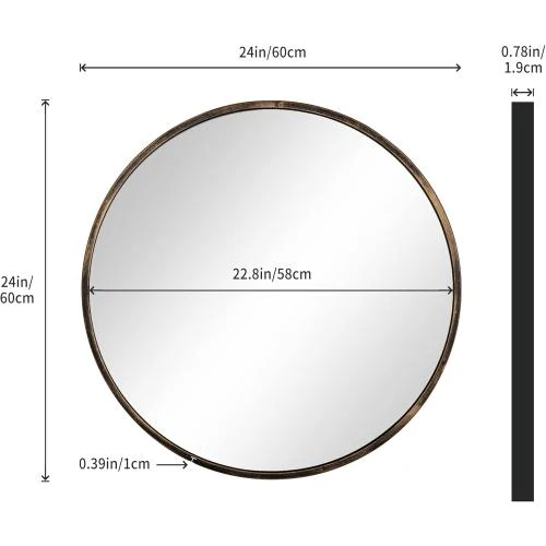 Détail de Miroir mural rond bronze, moderne, décoratif intérieur