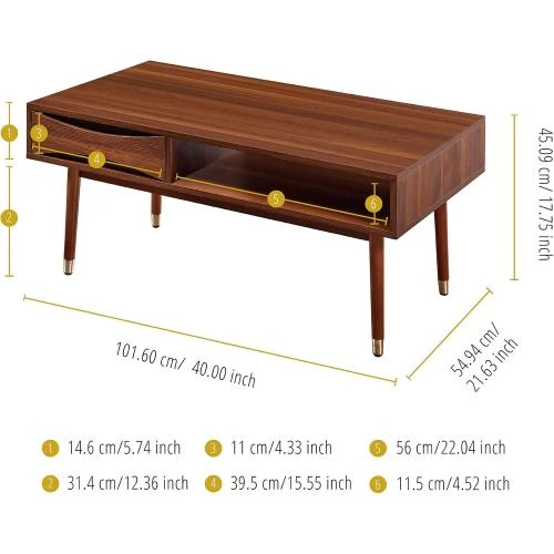 Zoom sur Table Basse Salon Bois Moderne Milieu Siècle Dawson