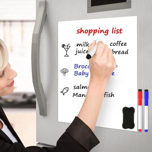 Détail de Tableau Blanc Magnétique Effaçable, Frigo, 5 Stylos, Effaceur