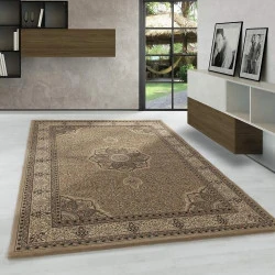 Tapis Beige Oriental Carpetsale24, Poils Ras, Salon, Couloir