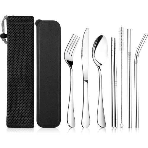 Joyfair Couverts Camping Set 9 Pièces, Noir - Vue principale
