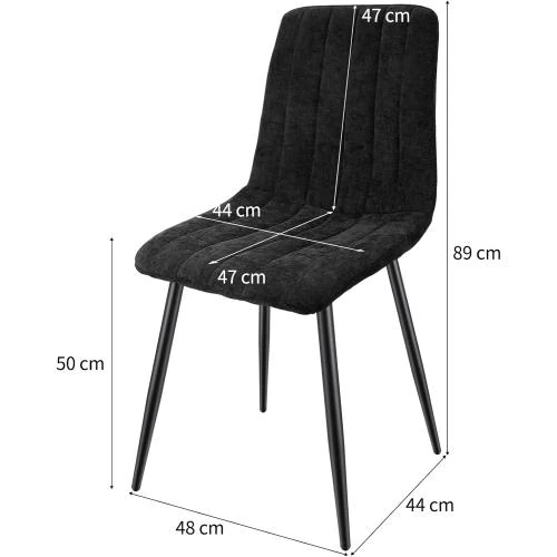 Zoom sur Chaises Scandinaves Rembourrées Dossier Haut, Damiers Noir