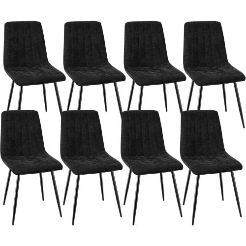 Chaises Scandinaves Rembourrées Dossier Haut, Damiers Noir - Vue principale