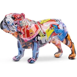 Sculpture Bouledogue Graffiti Coloré, Art Résine XYQXYQ