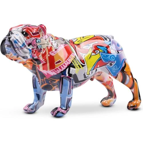 Sculpture Bouledogue Graffiti Coloré, Art Résine XYQXYQ - Vue principale