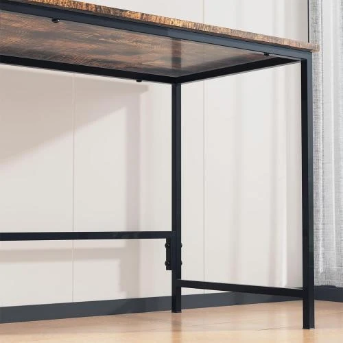 Zoom sur Bureau Informatique Multifonctionnel HLFURNIEU, Retro Marron