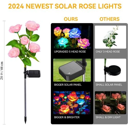 Détail de Lampes solaires KOOPER, 20 roses LED couleur, extérieur