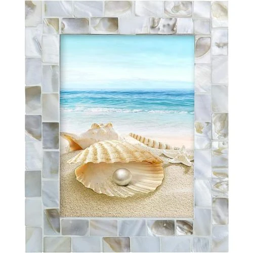Cadre photo vintage Woramuk, style naturel, blanc - Vue principale