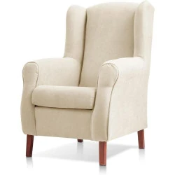 Fauteuil oreilles tissu anti-taches beige SUENOSZZZ