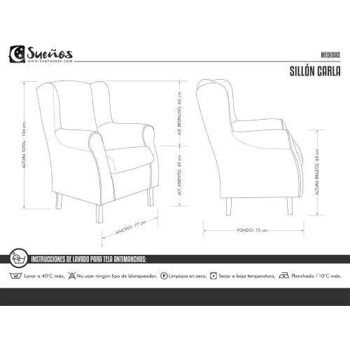 Détail de Fauteuil oreilles tissu anti-taches beige SUENOSZZZ