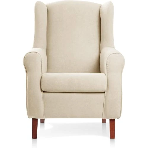 Zoom sur Fauteuil oreilles tissu anti-taches beige SUENOSZZZ