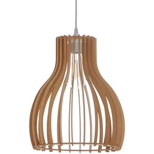 Présentation de Présentation Suspension Luminaire Bois Naturel LUSSIOL Helsinki 60W Design Moderne