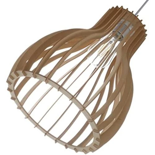Détail de Suspension Luminaire Bois Naturel LUSSIOL Helsinki 60W Design Moderne