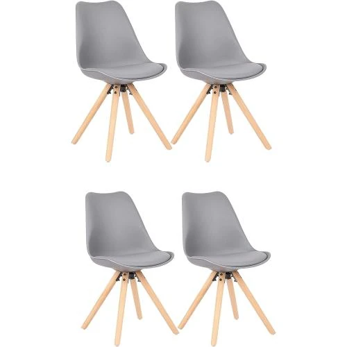 WV LeisureMaster Chaises Tulipe Rembourrées Bois Naturel, Gris - Vue principale