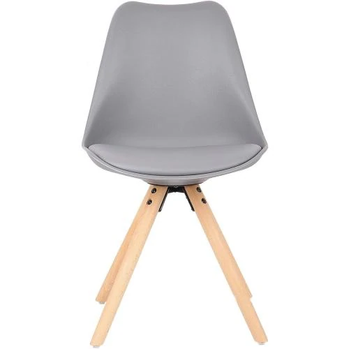 Zoom sur WV LeisureMaster Chaises Tulipe Rembourrées Bois Naturel, Gris
