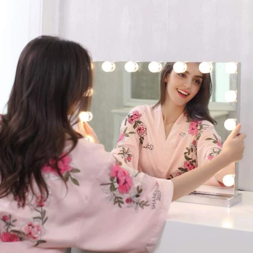 Détail de Miroir lumineux Hollywood OUO, maquillage intelligent, 12 ampoules