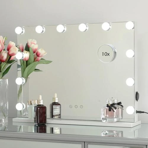 Miroir lumineux Hollywood OUO, maquillage intelligent, 12 ampoules - Vue principale