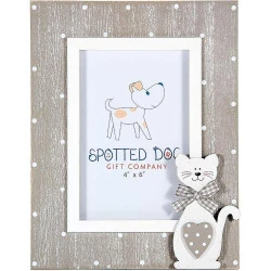 Cadre Photo Bois Chat Spotted Dog Gift Company, Gris