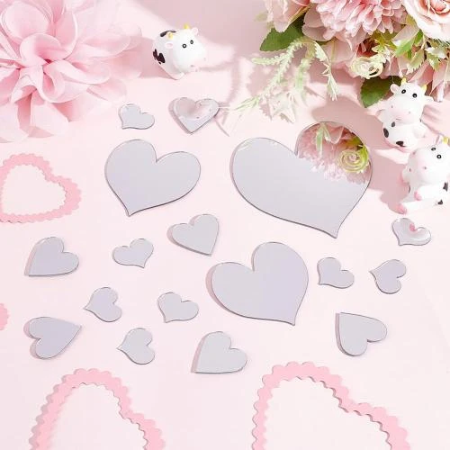 Zoom sur PH PandaHall 100pcs Miroirs Coeur Adhesifs Decoration