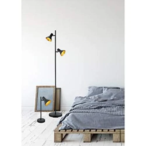 Zoom sur Lampe de table noire, métal, 18W E14, design moderne