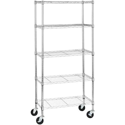 Etagère Amazon Basics Chrome à 5 Tablettes Réglables et Robuste - Vue principale