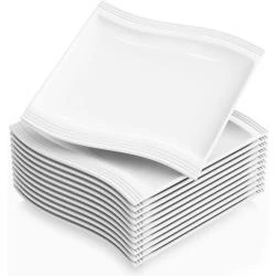 Assiettes Plates Carrées Porcelaine, Grandes Blanches 26 cm