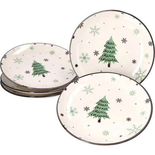 Détail de MamboCat Assiettes Gâteaux Sapin Noël, Lot 6 pièces