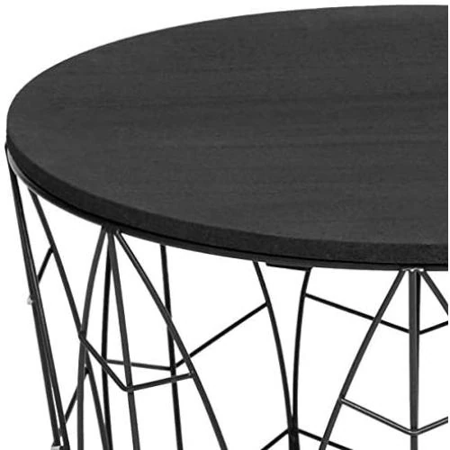 Zoom sur Table d'appoint Atmosphera Kumi, design feuille noire, décoration moderne
