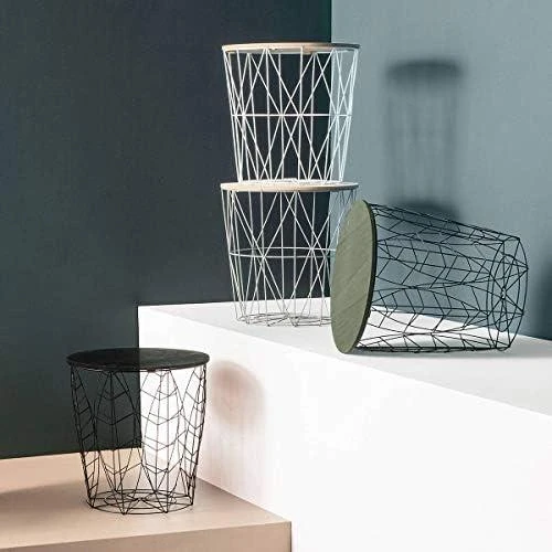 Détail de Table d'appoint Atmosphera Kumi, design feuille noire, décoration moderne