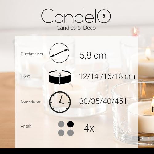 Présentation de Bougies piliers rouges Candelo, lot de 4, décoration Noël en situation