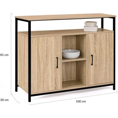 Zoom sur Buffet 2 Portes Detroit, Étagères, Design Industriel