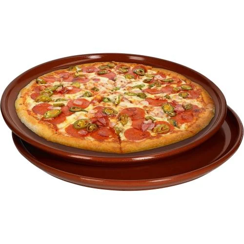 Assiettes à pizza en argile émaillées, design antique vintage - Vue principale