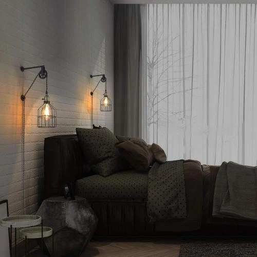 Zoom sur Applique Murale Vintage Industrielle B·LED Barcelona, Noir