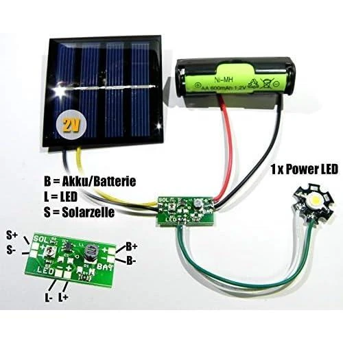 Détail de Kit tuning lampes solaires, batterie 1,2V, LED blanc chaud