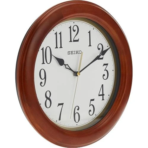 Détail de Horloge Murale Classique Ronde Bois Marron Seiko