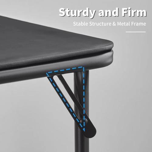 Zoom sur Table Pliante Noir, Cadre Métallique Stable, Peu Encombrante