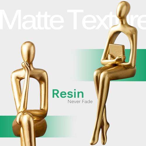 Présentation de Statues de Penseur Dorées RIRPUAE, Décoration Abstraite Résine en situation