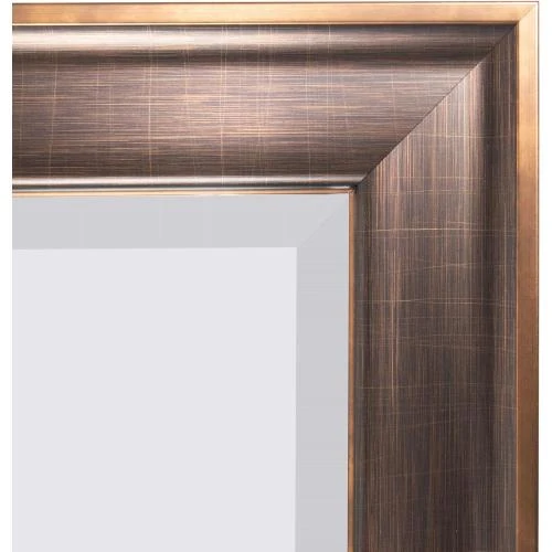 Zoom sur Miroir mural biseauté, cadre bronze, style élégant