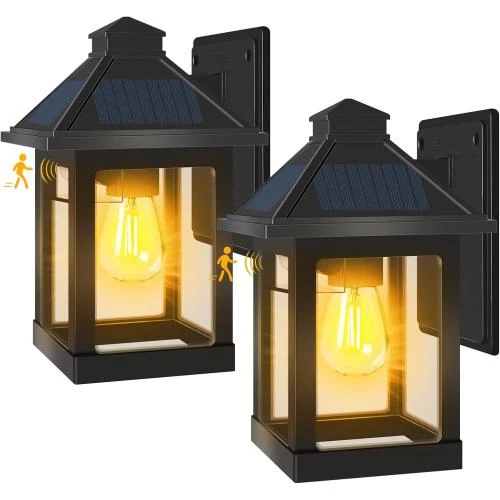 Lampe solaire vintage extérieure, LED blanche chaude, détecteur mouvement - Vue principale