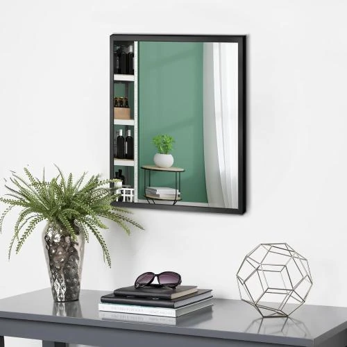 Miroir salle de bain URnicehome, cadre métal noir, décoratif - Vue principale