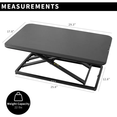 Zoom sur VIVO Convertisseur Bureau Acier Allié Noir Ergonomique