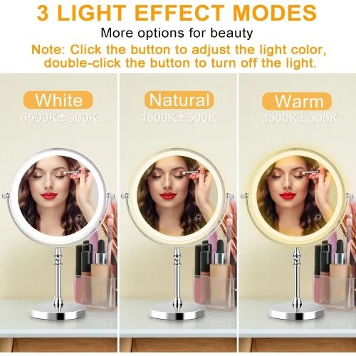Zoom sur Miroir Grossissant UUCOLOR Lumineux, Rotation 360, USB