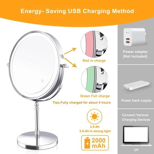 Détail de Miroir Grossissant UUCOLOR Lumineux, Rotation 360, USB