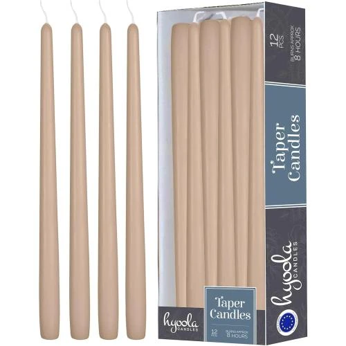 Bougies Coniques Non Parfumées Hyoola, Beige Sahara, 12 pièces - Vue principale
