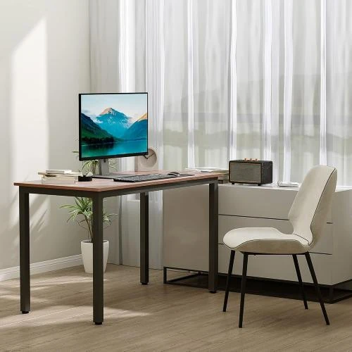 Détail de Bureau Informatique Noyer, Table Salle à Manger Métal Noir