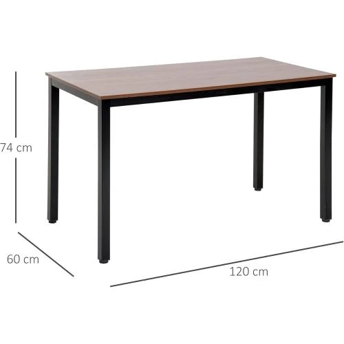 Zoom sur Bureau Informatique Noyer, Table Salle à Manger Métal Noir
