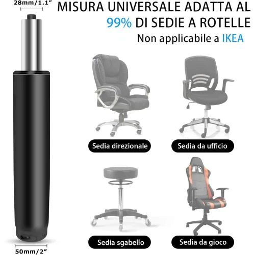 Zoom sur Piston chaise bureau, amortisseur gaz, noir, 1000 lb