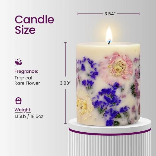 Zoom sur Bougie VIONAMI parfumée fleurs tropicales, luxe naturel